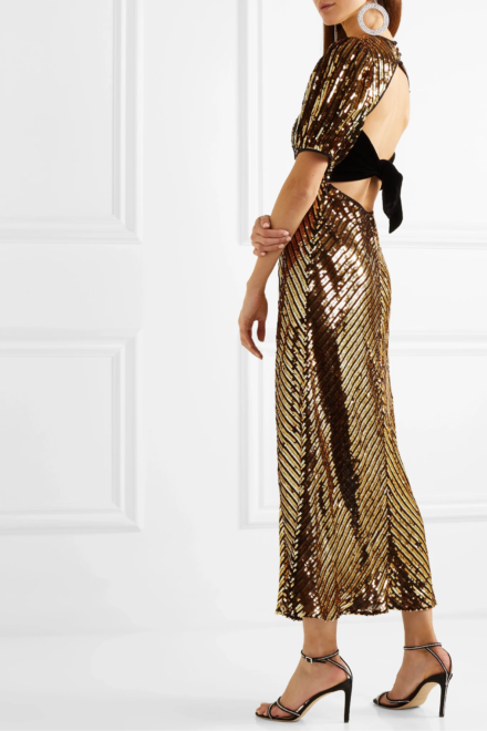 Rixo sequin gold midi dress – Image 2